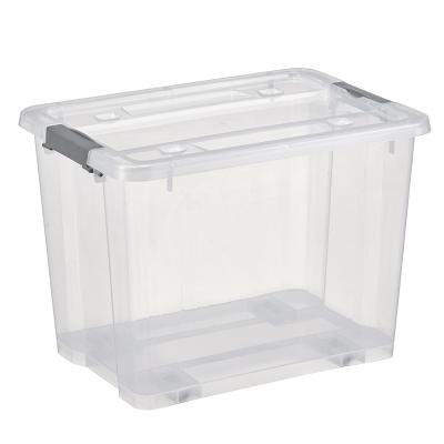 China Pinyaoo 20L Sustainable Clear Plastic Clothing Storage Box With Wheels for sale