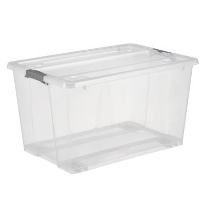 China New Design 50L Viable Clear Plastic Transparent Storage Box With Wheels for sale