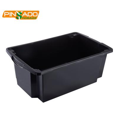 China Sustainable Wholesale Low Price 60L Black Heavy Duty Plastic Crate for sale