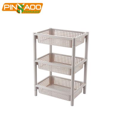 China Custom Eco-Friendly Sustainable Logo Plastic Toy Storage Rack Shelf, Low Price 3 Layer Shelf for sale