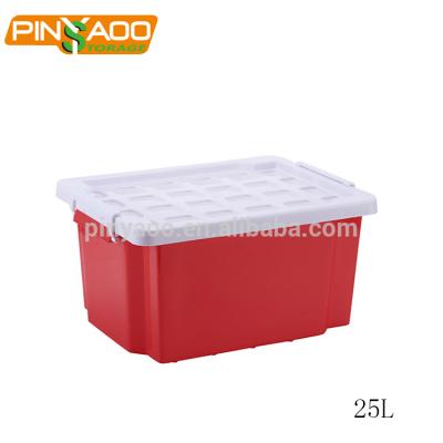 China Sustainable Durable Professional Made Heavy Duty Large Red Plastic Storage Containers 25L for sale