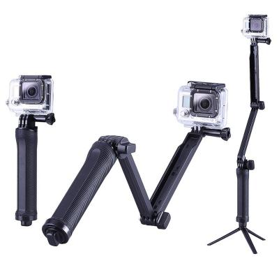 China Video Camera Selfie Monopod 3 Way Monopod Mount Camera Grip Extension Arm Folding Tripod Stand for All Sports Action Cameras for sale