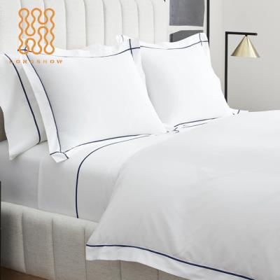 China Factory wholesale durable luxury design cotton embroidery sheet set cheap 100% hotel bedding set for hotel for sale