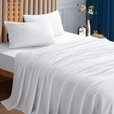 China Durable Custom Hotel Quality 300TC 400TC 100% Cotton Sateen Solid Color Luxury Hotel Bedding Set White for sale