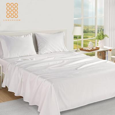 China Custom Made Nondisposable Five Star Luxury Sateen Luxury Design Hotel Long Show 100% Single Bed Linen Sheet Set Solid Color for sale