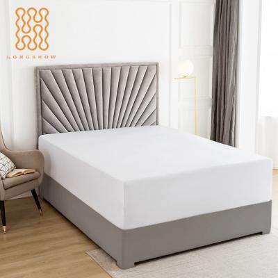 China Wholesale High Quality Cheap Single Polyester Percale Hotel White 200TC 50% Cotton 50% Fitted Sheet With Elastic All Around for sale