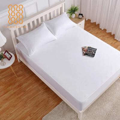 China Hotel 400TC 500TC White 100% Fitted Sheet Five Star High Quality Single Cotton Percale With Elastic Hotel Used Bedding for sale