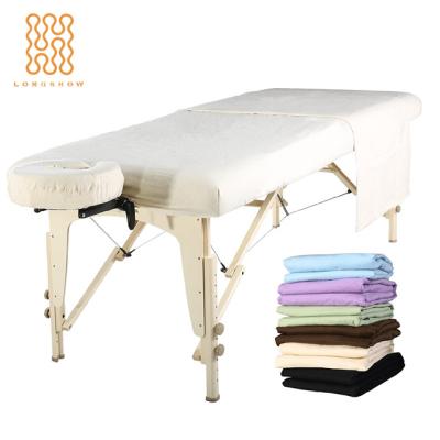 China LONGSHOW Factory Wholesale Plain Flat 100% Cotton Flannel Massage Table Covers For Spa Massage Table Sheet for sale