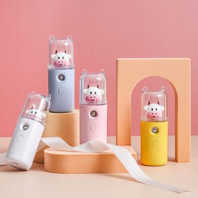 China New 2022 Rechargeable Mini Face Steamer Portable Cute Animal Nano Facial Massager With LED for sale