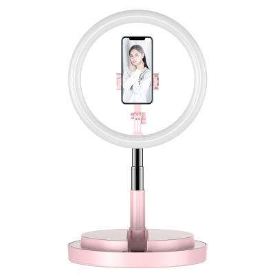 China Y2 10 Inch PORTABLE RGB Foldable Warm Led Lamp Ring Light Pink Table Stand, Extendable Cordless Portable Colorful Ring Light for sale