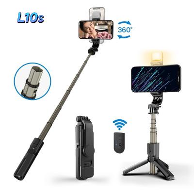 China 360 Degree Rotation L10S Mini Wireless Remote Portable Desktop Live Broadcast Selfie Stick With Tripod Stand Light for sale