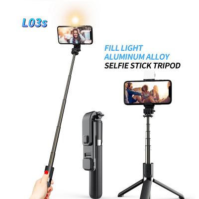 China France Hot Sale Phone Holder L03s 3 in 1 Alloy Mini Remote Control Shutter Monopod Selfie Long Electric Stick with Adjustable LED Light for sale