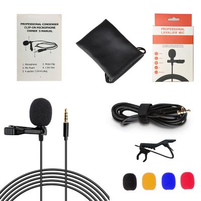 China Lavalier Microphone Wired Clip Mini Recording Mic Condenser 3.5mm Lavalier Metal Microphone With Expanding Cable for sale