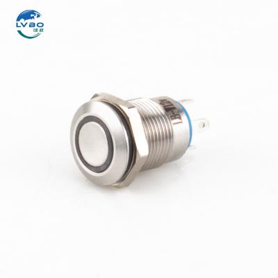 China LVBO Factory Price waterproof metal push button switch metal push button switch 12mm on off LB12A-P10F/ER12V/N for sale