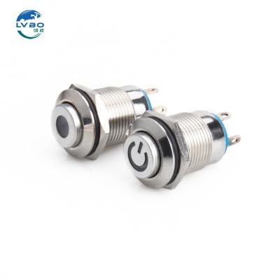 China LVBO 12mm  high round momentary/Latching push button switch 12mm push button switch electronic LB12A-G10F/ER12V/N for sale