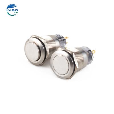 China LVBO 19mm Momentary Metal push Button Switch 1NO1NC Aluminum Oxide no  light LB19A-P11F/A for sale