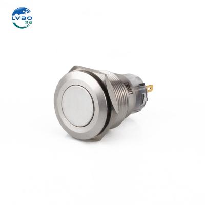 China LVBO Metal button switch small circular  power Momentary switch push button switches 22mm automatic lock LB22A-P11F/S for sale