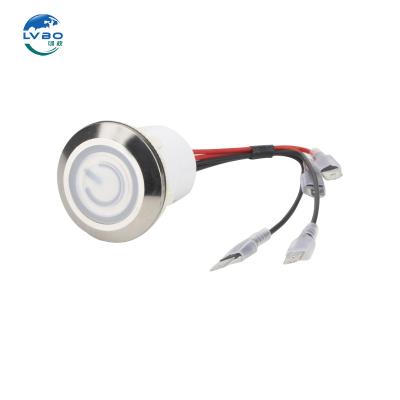 China LVBO 30mm waterproof cover BBQ equipment switch kitchen switch flame retardant plastic 220V button switch  with  LED LB30A-P20F/E+DY/P for sale