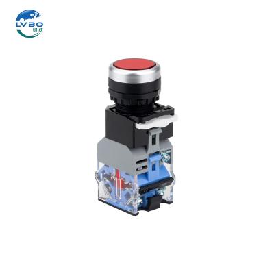 China Plastic+Metal LVBO Self locking button switch 22mm self resetting LA38-11BN power supply ZS start stop silver contact 220V for sale