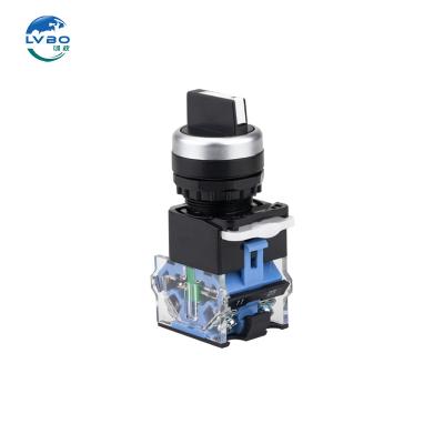 China Plastic+Metal LVBO wholesale price la38 push button switch Second gear self-locking black 1NO1NC  rotatory switches knob for sale