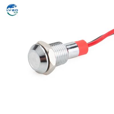 China Stainless Steel/chromium plated brass/Aluminum oxide LVBO flat head 220V 24V 12V  waterproof IP65 switch  board indicator light metal pilot lamp with wire leading for sale