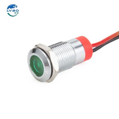 China Stainless Steel/chromium plated brass/Aluminum oxide LVBO  wholesale waterproof ip65  indicator  Equipment Pilot Light 10mm signal lamp with wire 12V 24V 220V for sale