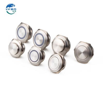 China LVBO switch waterproof metal push button switch led Ultrathin touch metal switch 16/19/22mm Flat Round for sale