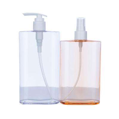 China 500ml Orange rectangle smooth with white pump for shampoo lotion bottle for sale