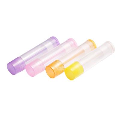 China 3.5g Plastic Transparent cylindrical Frosted bottle with Purple/pink/yellow/orange cap for empty lipstick tube for sale