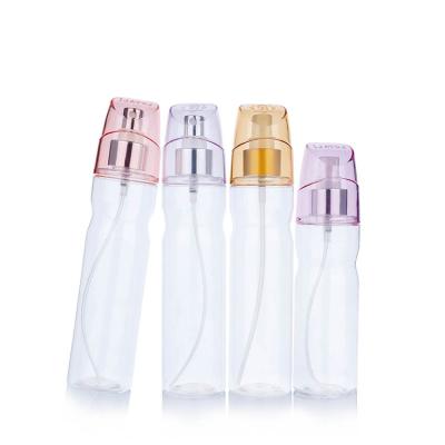 China 200/250ml Plastic Transparent Clear Cylindrical Bottle With White/Black/Yellow/Pink Lid For Empty Trigger Sprayer Bottle for sale