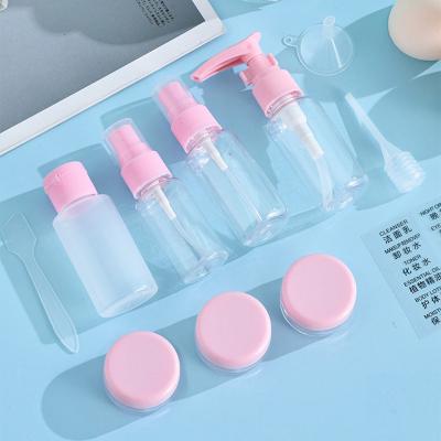 China Transparent PET Plastic Material Portable Travel Set Spray Bottle Lotion Bottle Plastic Jar for sale