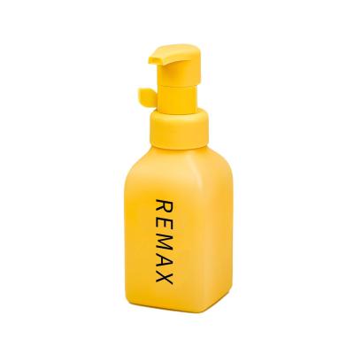 China Wholesale 380ml Empty Square PET Material Yellow Color Dense Foam Pump Cosmetics Packaging Bottle for sale