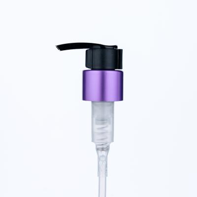 China 24/410 Bright Silver and Black Purple Electroplated Aluminum Plastic Pump Head for Lotion Bottles for sale