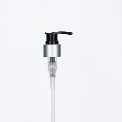 China 24/410 Black and Silver High-necked Electroplated Aluminum Plastic Pump Head for Shower Gel Bottle for sale