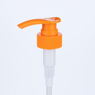 China 33/410 Cabeza de bomba de loción naranja para botellas de gel de ducha y botellas de champú para baño, cuidado de la piel y el cabello en venta