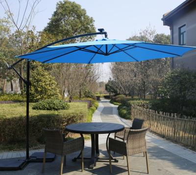 China Modern HOT SALE Sun Shade Outdoor Hanging Parasol LED Round Patio Parasol Garden Beach Umbrella for sale