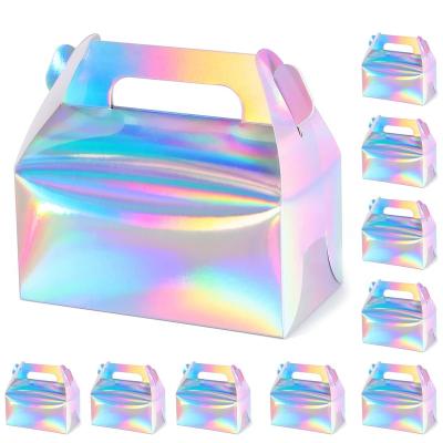 China Handmade Holographic Gift Box Cake Candy Cookie Packaging Portable Cardboard for Wedding and Birthday Parties for sale