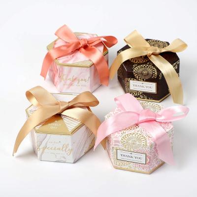 China Handmade Anniversary Wedding Party Favor Boxes Pink Chocolate Candy Gift Bags Wedding and Bridal Shower Party Paper Gift Boxes Gift Boxes for sale