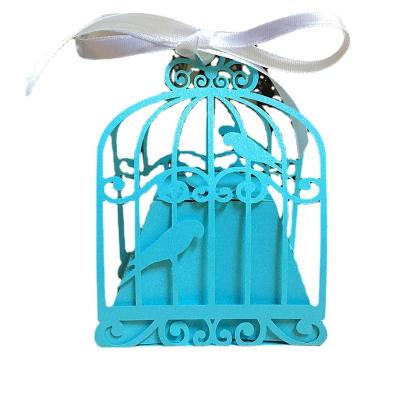 China 100 Pack Handmade Blue Wedding Favor Boxes Hollow Love Heart Small Gift Box for sale