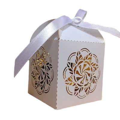 China Handmade 100 Pack Wedding Favor Boxes Laser Cut Gift Small Gift Boxes Lace Up Candy Boxes For Wedding Baby Shower Birthday for sale