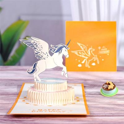 China White Europe Happy Birthday Postcard Greeting Gift Cards 3d Paper Handmade Pop Up Laser Cut Vintage Invitations Custom With Envelope for sale