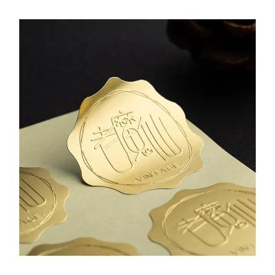 China LOGO Bump Gold Label Self-adhesive Custom Polygon Sticker Waterproof Embossed Baking Sealing Sticker for sale