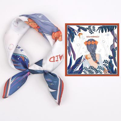 China Skin Friendly Wholesale Custom Women Fashion Printed Square Scarf for sale