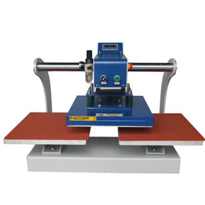 China Wholesale Automatic Heat Press Machine High Efficiency Two Working Tables 30X30cm Pneumatic Garment Logo Heat Transfer Machine For Clothing for sale