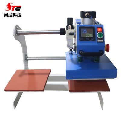 China Custom New Style Custom Double Worktables T-shirt Clothes Logo Heat Transfer Press Machine Pneumatic for sale