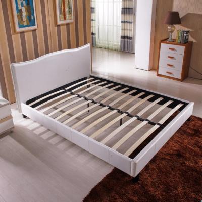 China Hot Sale White Double Headboard PU Bed Corrugated Leather Wooden Frame For Bedroom Furniture for sale