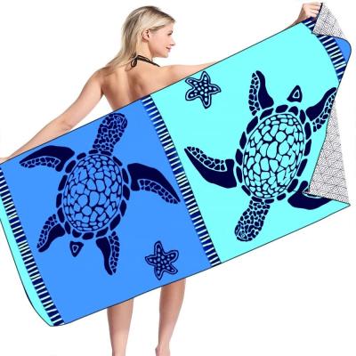 China Wholesale QUICK DRY Swimming Pool Free Thin Towel Bath Towel Oversized Tortoise Sand Towel Beach Blanket for sale