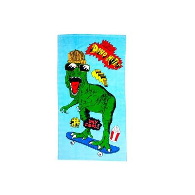 China 100% Cute Quick-Dry Covering Beach Cotton Dinosaur Sandproof Bath Towel Kids Child Safe Towel For Indoor And Outdoor for sale