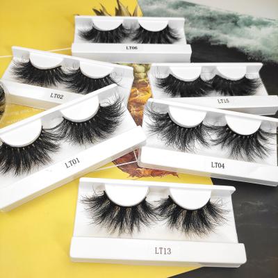 China Classic 25mm Mink Lashes Vendor Fluffy Custom Strip Lashes Box Packaging False Mink Lashes for sale