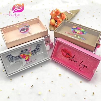 China Wholesale thick ready to ship custom white pink color eyelash box packaging or luxury eyelash packaging box for sale